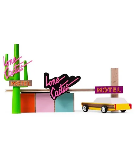 CandyLab Wooden Lone Cactus Motel - Multicolour