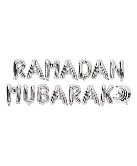 بالونات حروف ألومنيوم 'رمضان مبارك' فضية من إيد بارتي