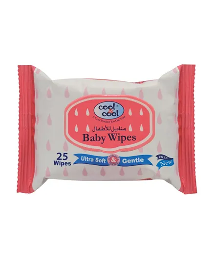 Cool & Cool Baby Wipes Regular Pink - 25 Wipes