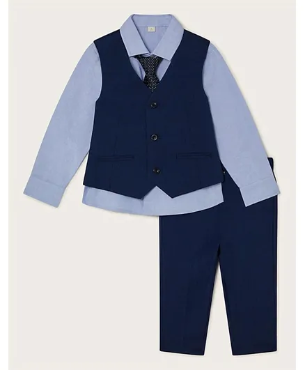 مونسوون تشيلدرن - بدلة ادم مع ربطة عنق (4 قطع) - أزرق