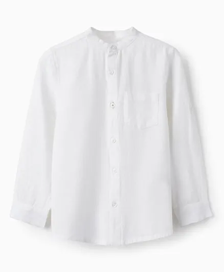 Zippy Solid Long Sleeve Shirt - White