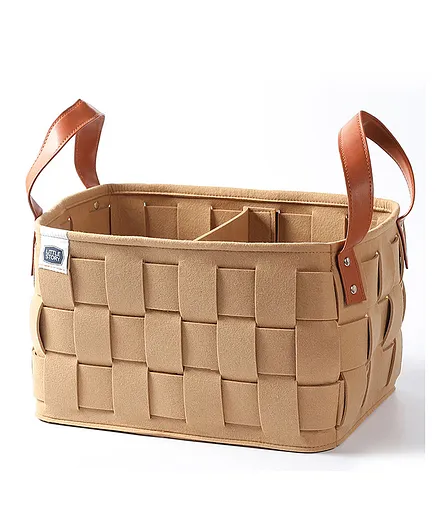 Little Story Brown Handcrafted Multipurpose Organizer Basket - Portable, Foldable Storage