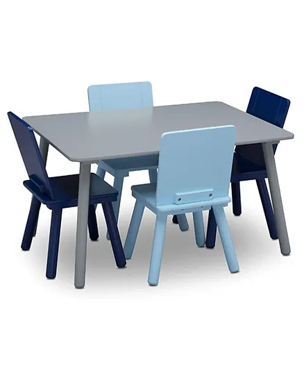 Delta Children Wooden  Kids Table and 4 Chair Set Grey Blue - TT87414GN