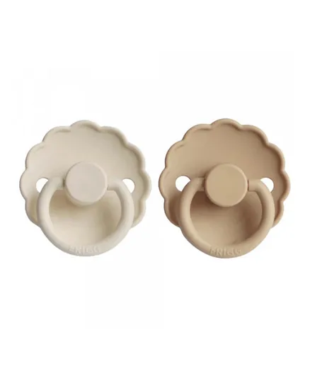 FRIGG Daisy Silicone Baby Pacifier 2-Pack Cream/Croissant - Size 2