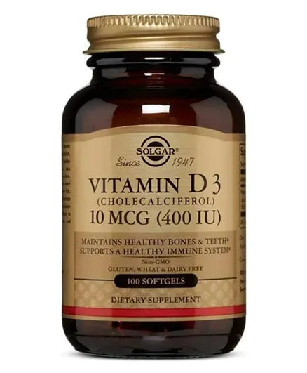 SOLGAR Vitamin D3 Cholecalciferol 400 IU - 100 Softgels