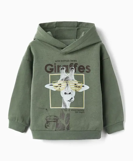 Zippy Giraffes Graphic Hoodie - Green