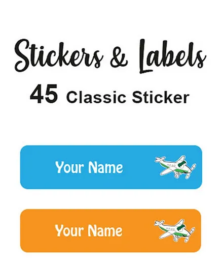 Ladybug Labels Personalised Name Labels Plane  - Pack of 45