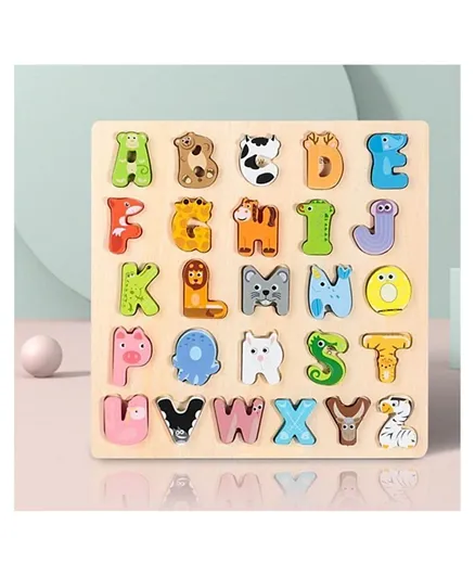 Highlands Wooden Animal Theme Alphabet Learning Puzzle - 26 Pieces