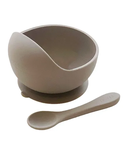 Peanut Silicone Suction Bowl & Spoon Set - Sandstone