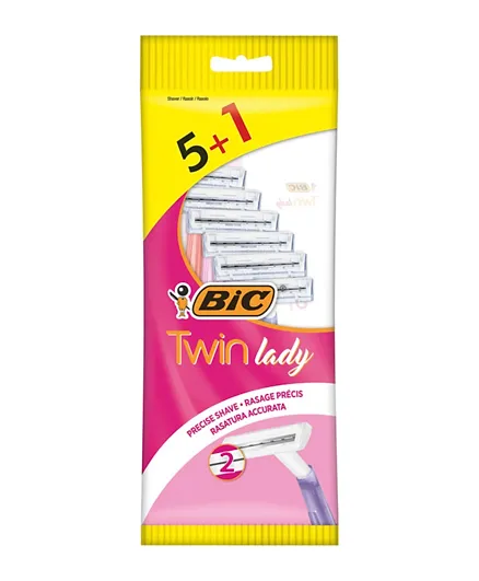 BIC Twin Lady Sensitive Disposable Shaving Razors For Women - Pack of 6
