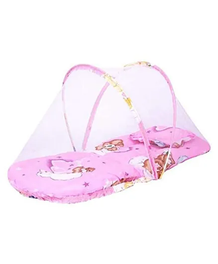 Star Babies Portable Folding Baby Bed With Pillow With Mosquito Net - Pink