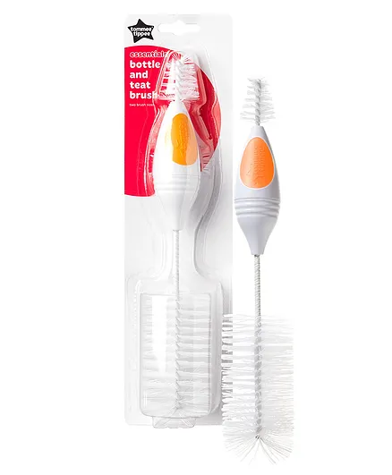 Tommee Tippee Bottle and Teat Brush for Cleaning - Flexible, BPA-Free, Dual-Tip Design for Wide-Neck Bottles, 0M+