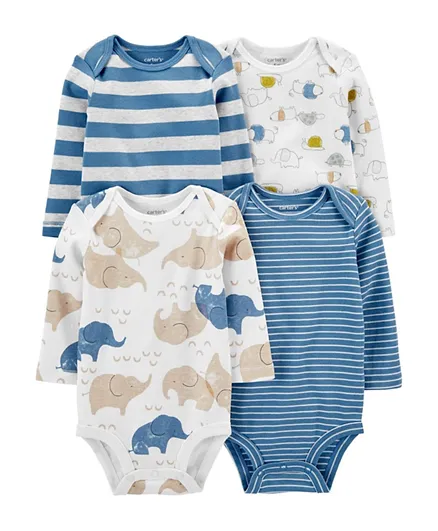 Carter's 4 Pack Long Sleeve Bodysuits - Multicolor