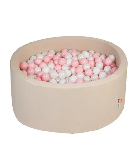 Ezzro Round Ball Pit With 100 Balls - Baby Pink & White