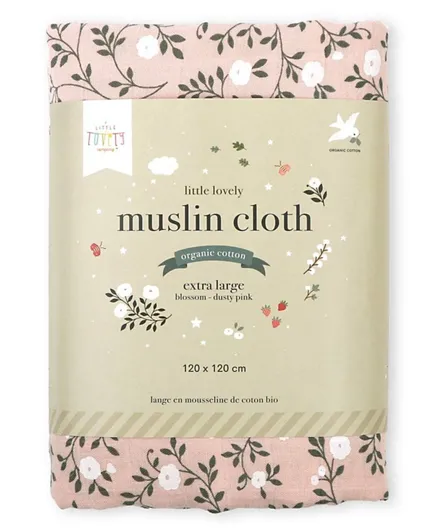 A Little Lovely Company Muslin Cloth XL Blossom - Dusty Pink