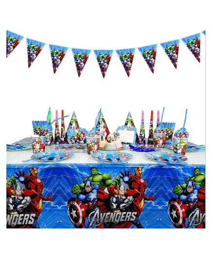 Brain Giggles Avenger Theme Disposable Tableware for 10 People Party Set - 136 Pieces