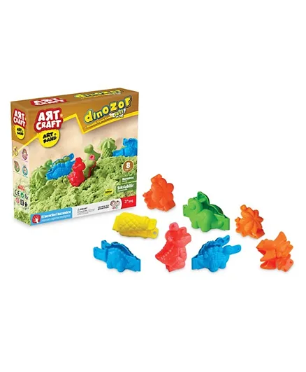 ديدي - مجموعة ألعاب تشكيل الرمال بأشكل ديناصورات آرت متعددة الألوان مكونة من 8 قطع - 500 جرام