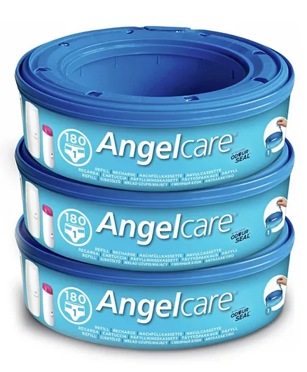 Angelcare Nappy Disposal System Refill Cassettes Pack of 3 - Blue