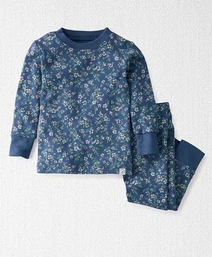 Carter's  Organic Cotton Floral Print Pajamas Set - Blue