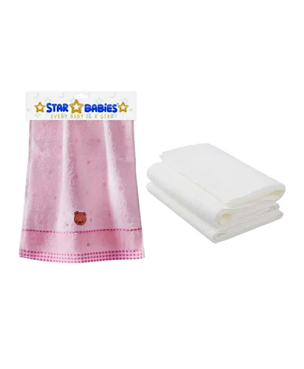 Star Babies Face Towel With Disposable Towel 3 Pieces - Pink