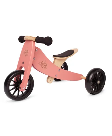 دراجة ثلاثية العجلات خشبية من كيندر فيتس 2 في 1 ودراجة توازن - مرجاني
