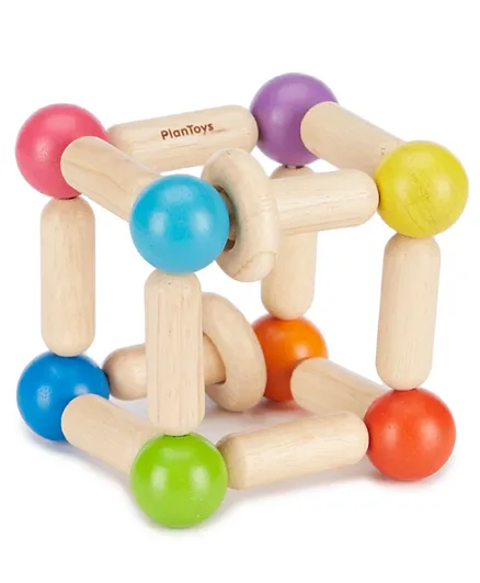 Plan Toys Wooden Square Clutching Toy - Multicolour