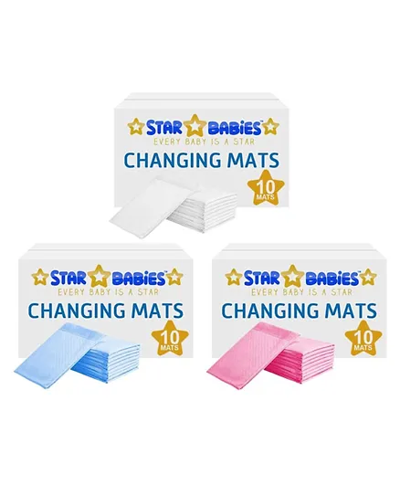 Star Babies Disposable Changing Mat Pack of 30 - 3 Assorted Colours