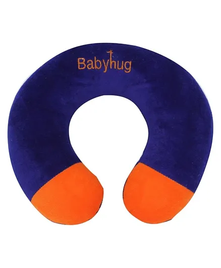 Babyhug U-Shaped Plush Neck Pillow - Dark Blue And Orange