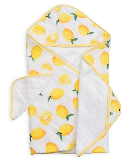 Little Unicorn Hooded Towel & Washcloth Set Lemon - Yellow & White