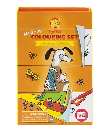 Tiger Tribe Mash Up Colouring Set - Mix & Match Animals, Creative Drawing for Kids 5 Years+, 32 Pages & 10 Markers