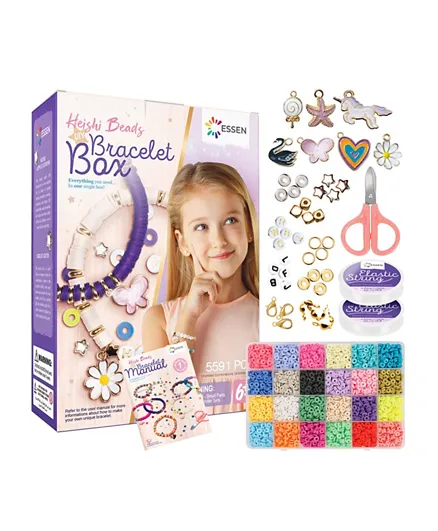 ESSEN Clay Beads Heishi Bracelet Jewellery Making DIY Craft Kit with Charms Alphabets - 5581 Pieces