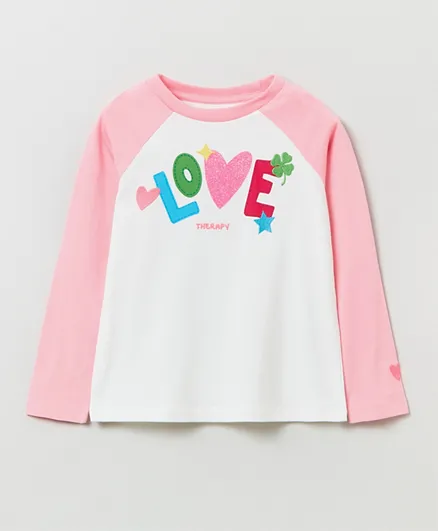 OVS Love Therapy Embroidered T-Shirt - Pink