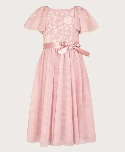 Monsoon Children Giselle Embellished Floral Dress - Pink