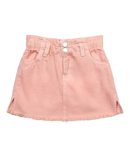 Minoti Solid Paperbag Waist Skirt - Pink