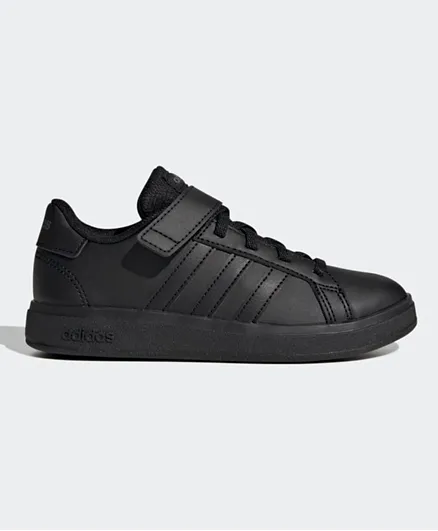 adidas Grand Court 2.0 Elastic Laces And Hook And Loop Kids Shoes - Black