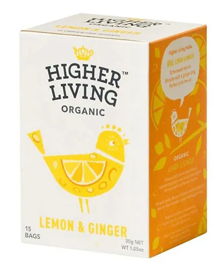 Higher Living Lemon & Ginger Tea Bags - Set of 15