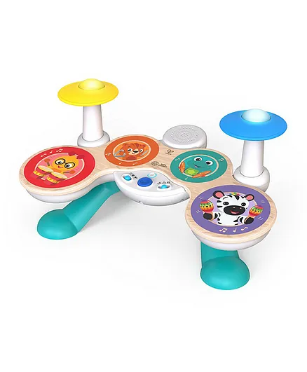 Baby Einstein Hape Connected Musical Drums Set, Multicolor - Ages 6 Months to 4 Years, Interactive Toy with 10 Songs