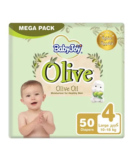 BabyJoy Diapers Olive Mega Pack Large Size 4 - 50 Pieces