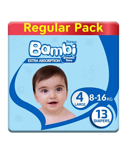 Sanita Bambi  Baby Diapers Regular Pack Extra Absorption Large Size 4 - 13 Pieces