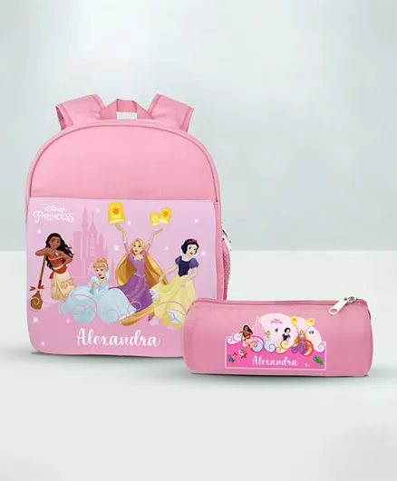 Essmak Disney Princess 1 Personalized Backpack and Pencil Pouch Pink - 11 Inches