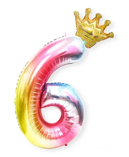 بالونات هايلاند راينبو مع تاج ذهبي رقم 6