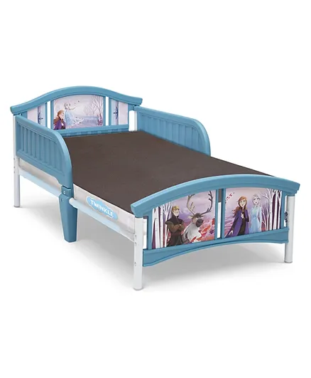 Delta Children Wooden Frozen Toddler Bed with Twinkle Toddler Mattress - Purple