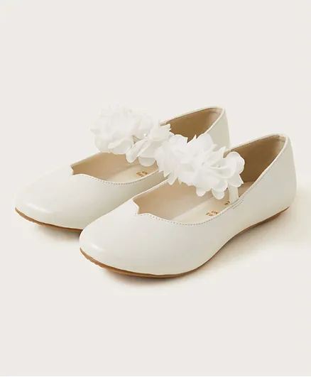 حذاء باليرينا مزين بالزهور من مونسون تشيلدرن - أبيض
