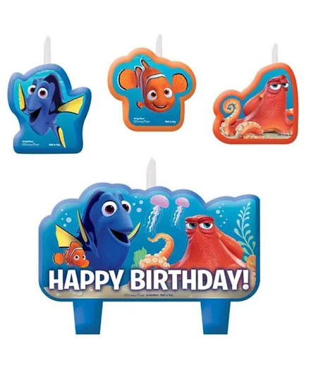 Party Centre Finding Dory Birthday Candle Set Assorted Sizes Set - Pack of 4