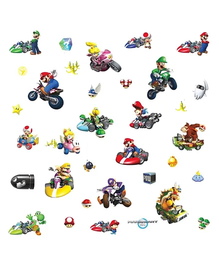 RoomMates Mario Kart Wii Wall Decals Multicolor - 34 Pieces