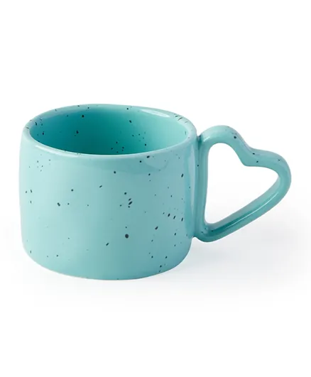 Prickly Pear 'Lovestruck' Speckled Mug With Heart Handle - Blue