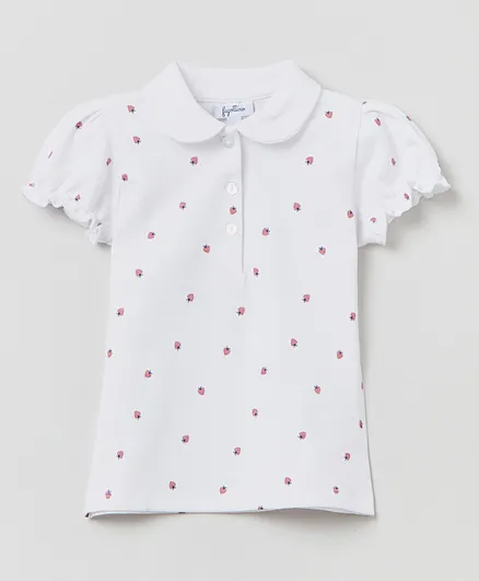 OVS Strawberry Polo T-Shirt - White
