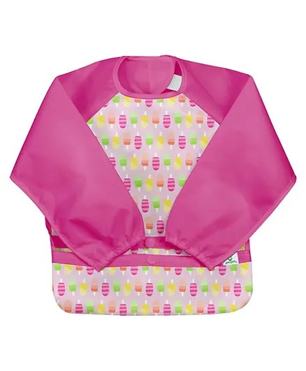 Green Sprouts Snap & Go Easy wear Long Sleeve Bib - Pink Popsicles