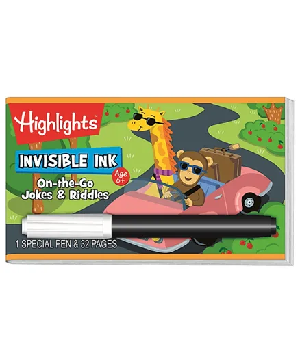 Disney Highlights On The Go Jokes & Riddles Magic Pen Invisible Ink & Puzzle Book -Multicolor