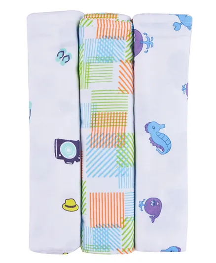 بطانية القماط موسلين للأطفال من وندر وي، مجموعة من 3 قطع - متعددة الألوان